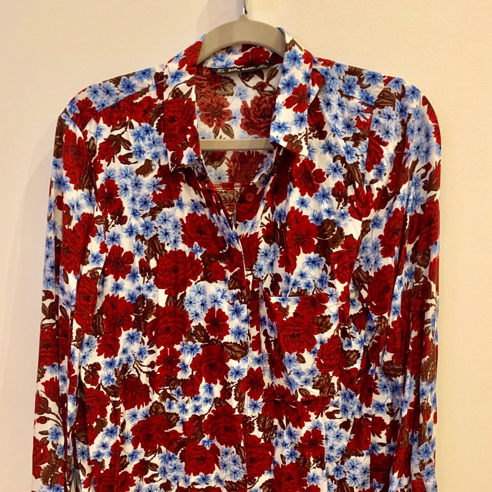 Zara vintage style floral shirt